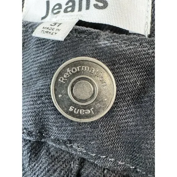 Reformation Women’s Cynthia High Rise Straight Button Fly Black Jeans Size 31 - Picture 4 of 13